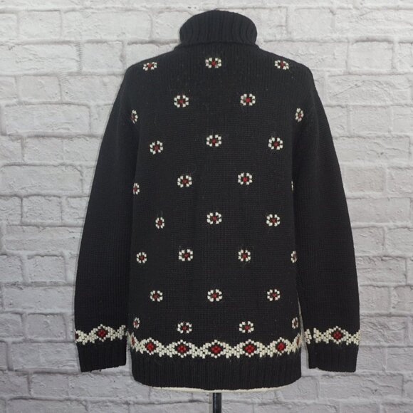 Vintage 90s Worsted Wool Mohair Chunky Knit Turtleneck Sweater - Picture 2 of 7